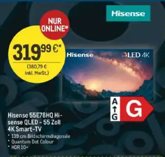 METRO Hisense 55E78HQ Hi-sense QLED - 55 Zoll 4K Smart-TV Angebot