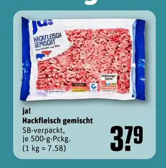 REWE ja! Hackfleisch gemischt je 500 g Angebot