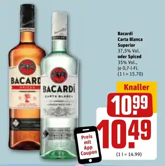 REWE Bacardi Carta Blanca Superior oder Spiced je 0,7-1-Fl Angebot