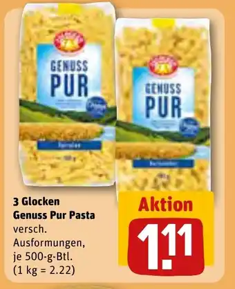 REWE 3 Glocken Genuss Pur Pasta je 500 g Angebot