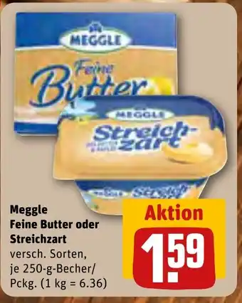 REWE Meggle Feine Butter oder Streichzart  je 250 g Angebot