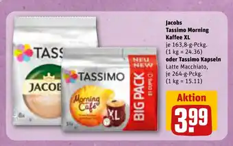 REWE Jacobs Tassimo Morning Kaffee XL je 163,8 g oder Tassimo Kapseln je 264 g Angebot