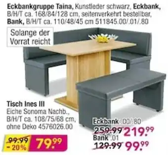 Möbel Boss Eckbankgruppe Taina oder Tisch Ines III Angebot