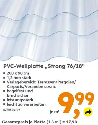 Globus Baumarkt PVC-Wellplatte ,,Strong 76/18" Angebot