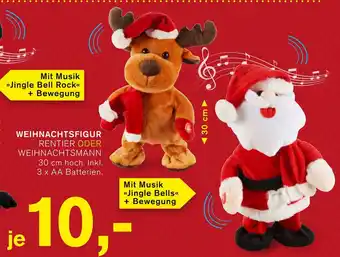 KODi WEIHNACHTSFIGUR RENTIER ODER WEIHNACHTSMANN 30 cm hoch. Inkl. 3 x AA Batterien. Angebot