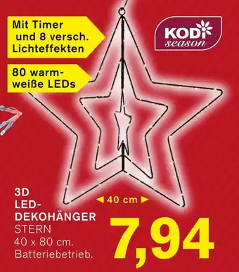 KODi KODI season 3D LED- DEKOHÄNGER STERN Angebot