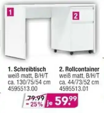 Möbel Boss Schreibtisch oder Rollcontainer Angebot