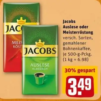 REWE PETZ Jacobs Auslese oder Meisterröstung 500g Angebot