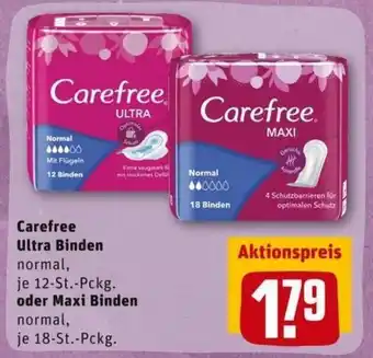 REWE PETZ Carefree Ultra Binden Normal oder Maxi Binden Normal Angebot