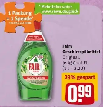 REWE PETZ Fairy Geschirrspülmittel 450ml Angebot