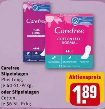 REWE PETZ Carefree Slipeinlagen Plus Long oder Cotton Angebot