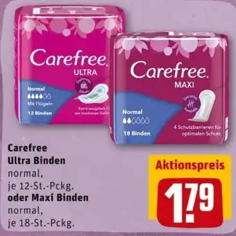 REWE City Carefree Ultra Binden Normal oder Maxi Binden Normal Angebot