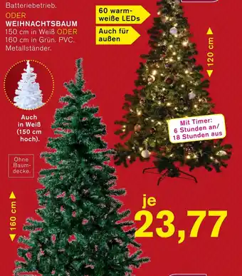 KODi KODI season WEIHNACHTSBAUM 120 cm o. WEIHNACHTSBAUM 150 cm in Weiß ODER 160 cm in Grün. Angebot