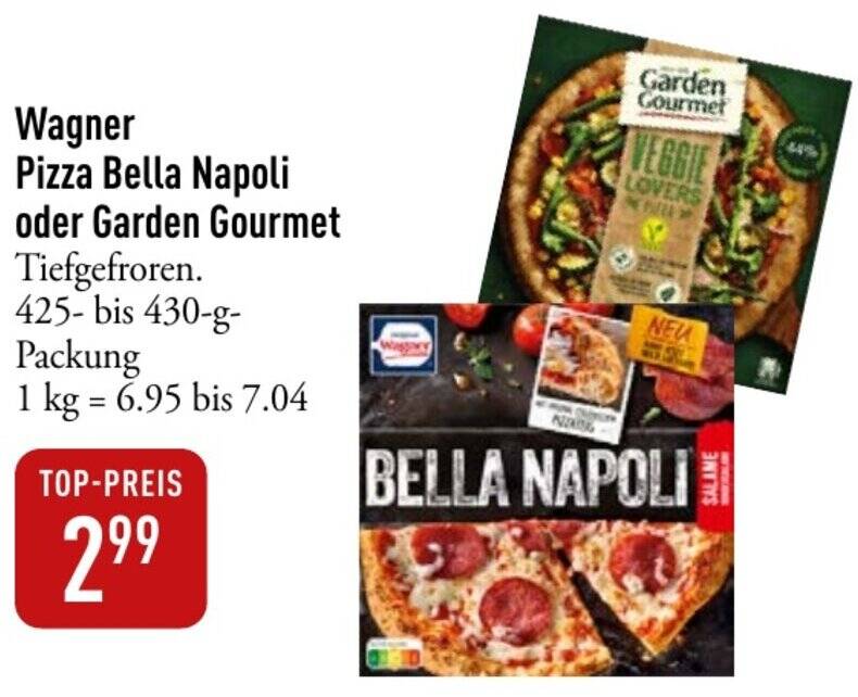 Wagner Pizza Bella Napoli oder Garden Gourmet 425 bis 430 g Packung