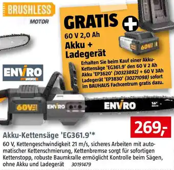 Bauhaus ENVIRO Akku-Kettensäge EG361.9 Angebot