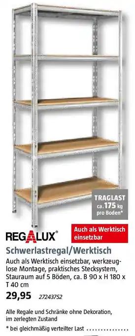 Bauhaus REGALUX Schwerlastregal/Werktisch Angebot