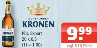 Getränke Oase DORTMUNDER KRONEN Pils, Export 20 x 0,5 L Angebot