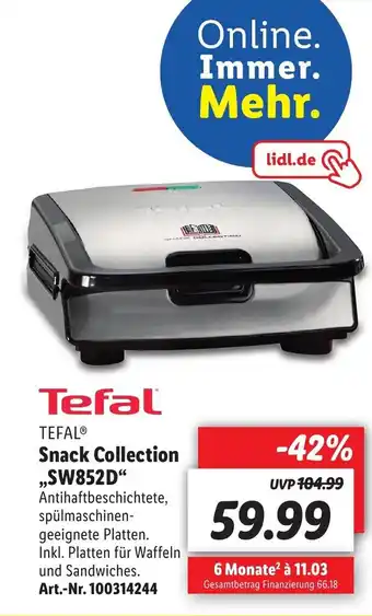 Lidl Tefal Snack Collection ,,SW852D" Angebot