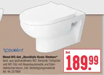 BayWa Duravit Wand WC Set DuraStyle Basic Rimless Angebot