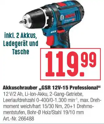 BayWa Bosch Akkuschrauber GSR 12V-15 Professional Angebot