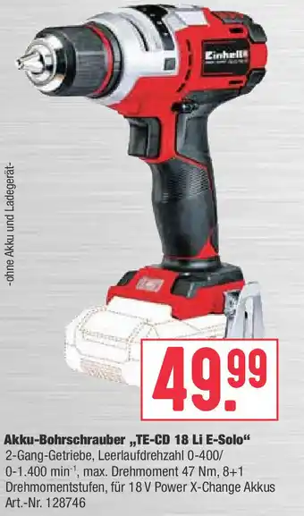 BayWa Einhell Akku Bohrschrauber TE-CD 18 Li E-Solo Angebot