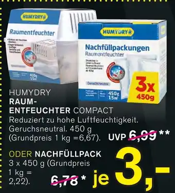 KODi HUMYDRY RAUMENTFEUCHTER COMPACT ODER NACHFÜLLPACK 3 x 450 g Angebot