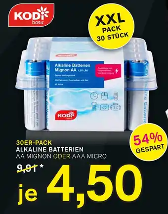 KODi 30ER-PACK ALKALINE BATTERIEN AA MIGNON ODER AAA MICRO Angebot