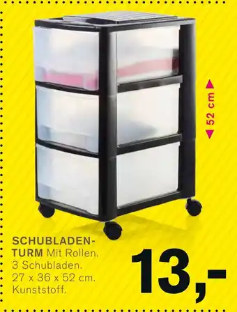 KODi SCHUBLADENTURM Mit Rollen. 3 Schubladen. 27 x 36 x 52 cm. Kunststoff. Angebot