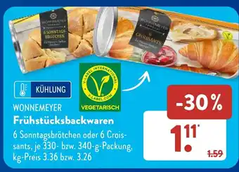 Aldi Süd WONNEMEYER Frühstücksbackwaren 6 Sonntagsbrötchen oder 6 Crois-sants, je 330-340-g Angebot