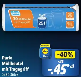 Lidl Purio Müllbeutel mit Tragegriff 30 Stück Angebot