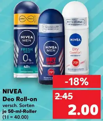 Kaufland NIVEA Deo Roll-on 50 ml Roller Angebot