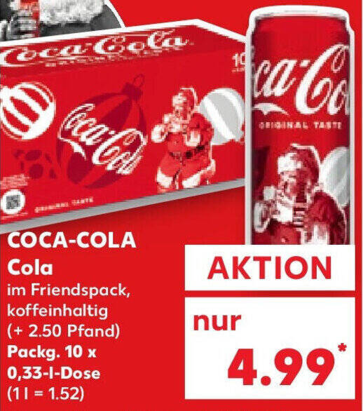 COCACOLA Cola Packg. 10 x 0,33 L Dose Angebot bei Kaufland