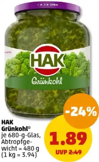 PENNY HAK Grünkohl 680 g Glas Angebot