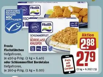 REWE Frosta Fischstäbchen je 450 g oder Schlemmerfilet Bordelaise je 360 g Angebot