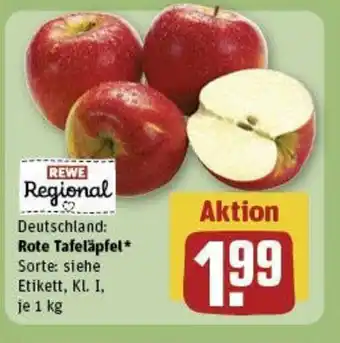 REWE Deutschland: Rote Tafeläpfel* Sorte: siehe Etikett, Kl. I, je 1 kg Angebot