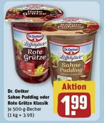 REWE Dr. Oetker Sahne Pudding oder Rote Grütze Klassik je 500-g-Becher Angebot