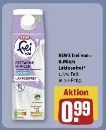 REWE REW E frei von - H-Milch Laktosefrej 1.5% Fett je 1-l-Pckg. Angebot