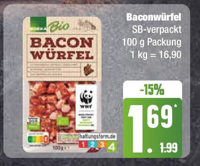 Edeka Bio Baconwürfel SBverpackt 100 g Packung Angebot bei Edeka