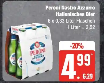 Edeka Peroni Nastro Azzurro italienisches Bier 6 x 0,33 Liter Flaschen Angebot