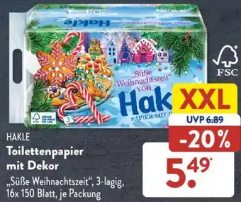 Aldi Süd HAKLE Toilettenpapier mit Dekor 16 x 150 Blatt Angebot