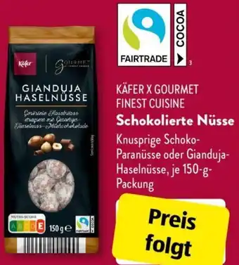 Aldi Süd KÄFER X GOURMET FINEST CUISINE Schokolierte Nüsse 150 g Packung Angebot