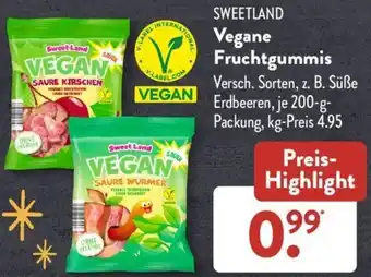 Aldi Süd SWEETLAND Vegane Fruchtgummis 200 g Packung Angebot