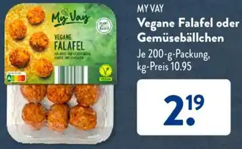 Aldi Süd MY VAY Vegane Falafel oder Gemüsebällchen 200 g Packung Angebot