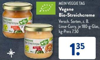Aldi Süd MEIN VEGGIE TAG Vegane Bio-Streichcreme 180 g Glas Angebot