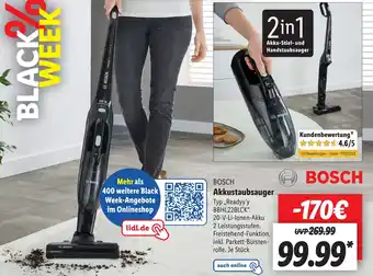Aldi Nord BOSCH Akkustaubsauger ,,Readyy'y BBHL22BLCK" Angebot