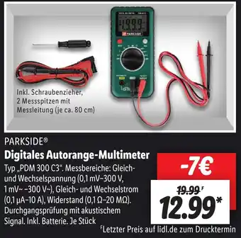 Aldi Nord PARKSIDE Digitales Autorange-Multimeter ,,PDM 300 C3" Angebot