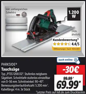 Aldi Nord PARKSIDE Tauchsäge ,,PTSS 1200 D2" Angebot