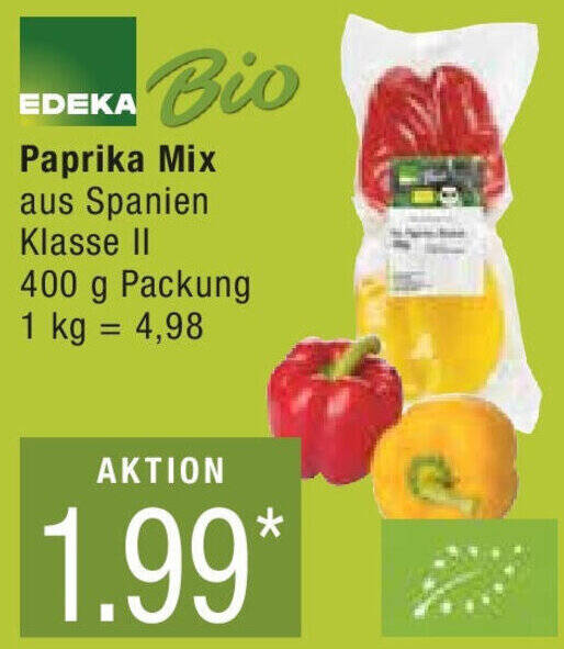 Marktkauf EDEKA Bio Paprika Mix 400 g Packung Angebot