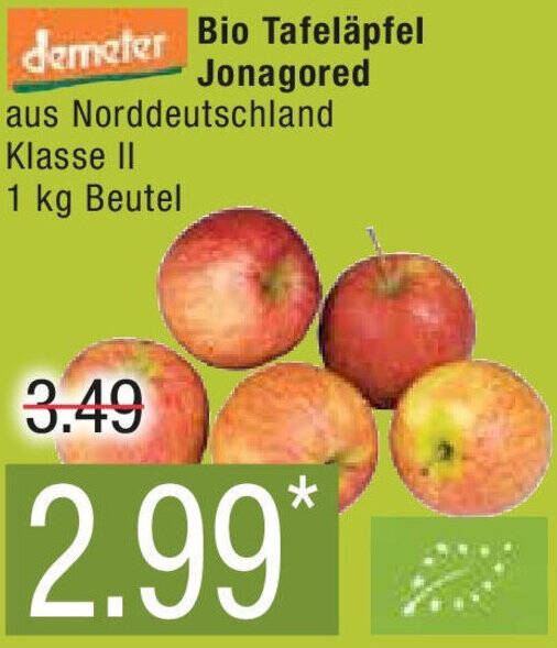 Marktkauf demeter Bio Tafeläpfel Jonagored 1 kg Beutel Angebot