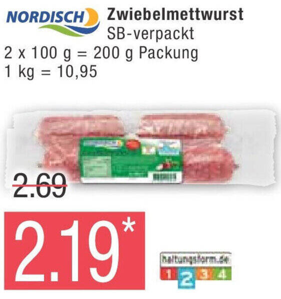 Marktkauf NORDISCH Zwiebelmettwurst 200 g Packung Angebot